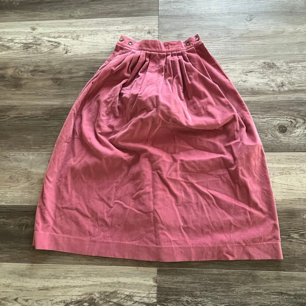 vintage 1980s 1990s Eddie Bauer Pink Corduroy Cords adjustable Maxi Skirt 25"